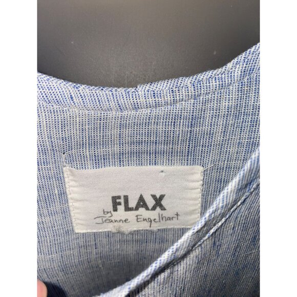 Flax By Jeanne Engelhart Blue Sleeveless Linen Tunic Dress W/ Pockets Womens M - Picture 4 of 7